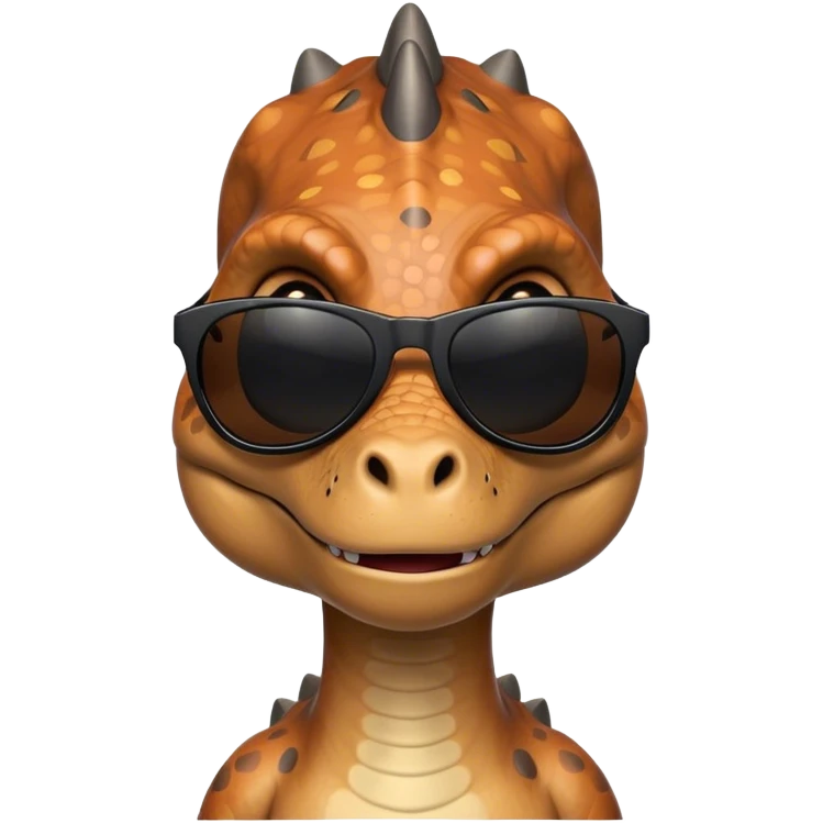 face of a dinosaur with black sunglasses on emoji