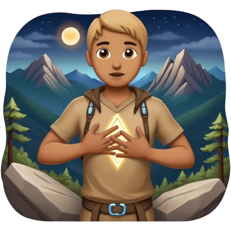 mountain crossroads trails with rocks  two trails—one illuminated,, and one shrouded in darkness, representing reaction. with hands on chest emoji