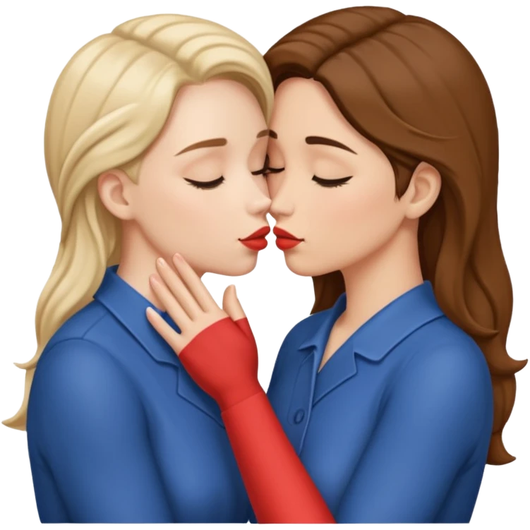 two wome nkissing hands wrapped around each other emoji