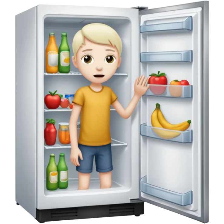 Person starving opening the fridge's door emoji
