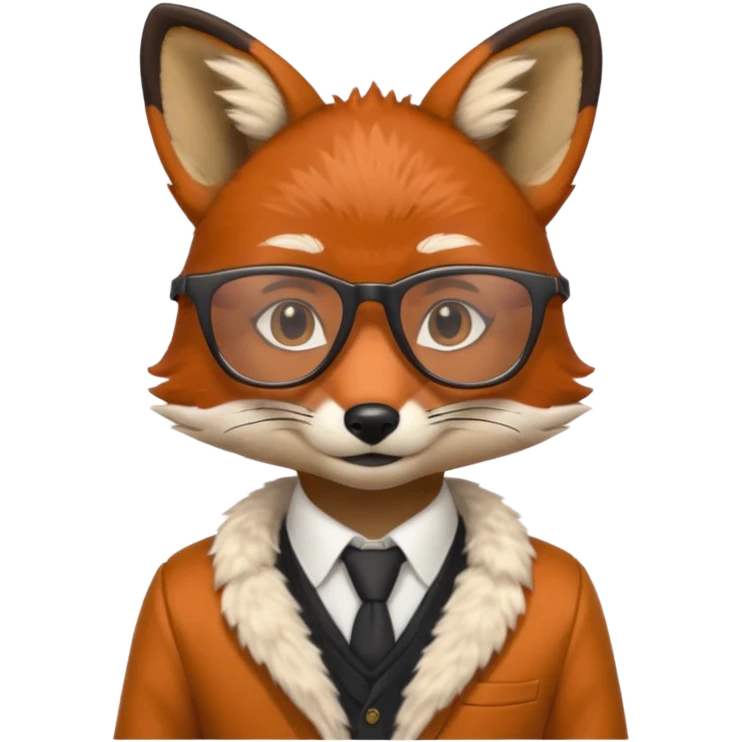 fox with clothes and wearing glasses emoji