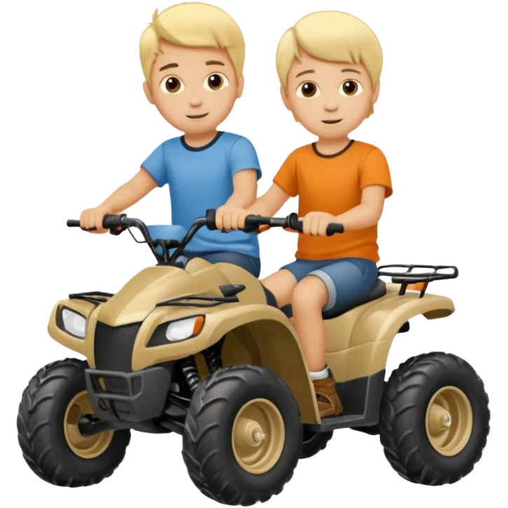 Please make 2 separate young boys both blonde riding four wheelers emoji