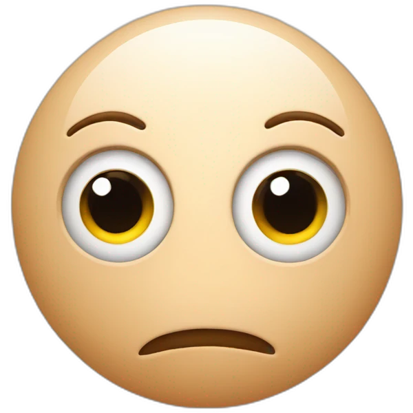 3d sphere with a cartoon romantic skin texture with big thoughtful eyes emoji
