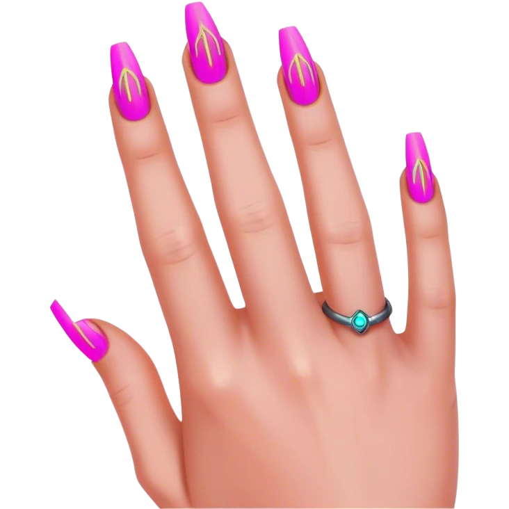 cyberpunk style neon 
manicure with long nails shows fak emoji