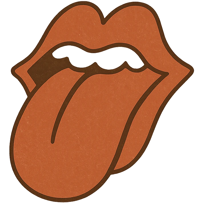 Rolling Stones tongue logo, simplified, flat color, minimal details emoji