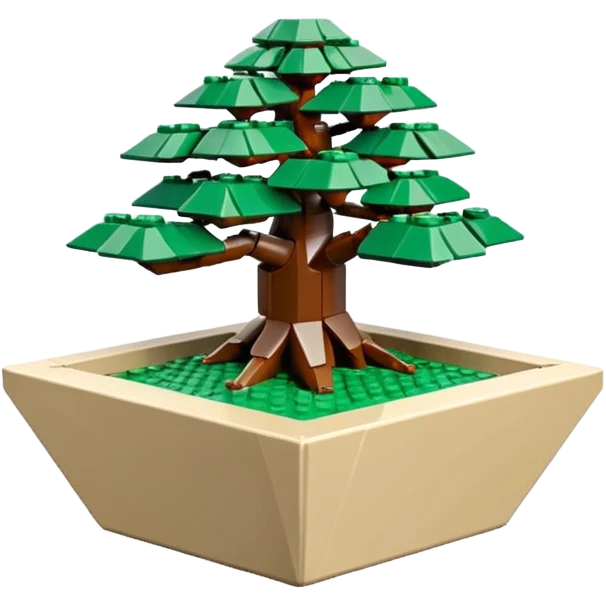 Empty(freshly made, no tree in it) Lego bonsai pot with triangular angular faceted asymmetrical original shaped body  emoji