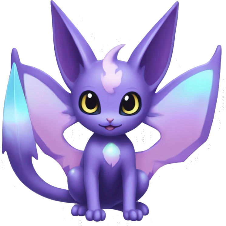 Shiny Cute Kawaii Ethereal Dark Noibat-Delcatty-Espeon-fusion-hybrid full body emoji