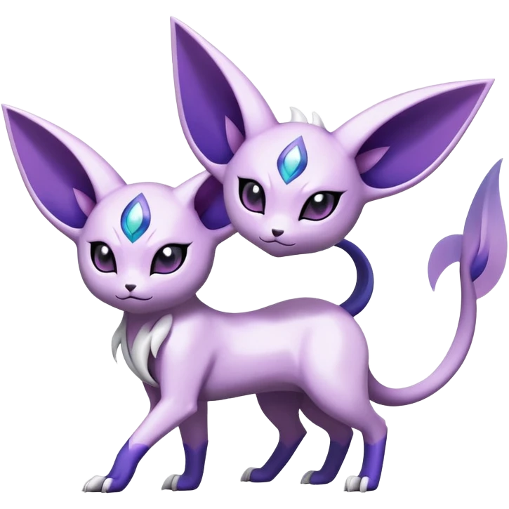 Shiny Exotic Espeon-Absol-Pokémon-Fakémon-hybrid-creature (full body) emoji