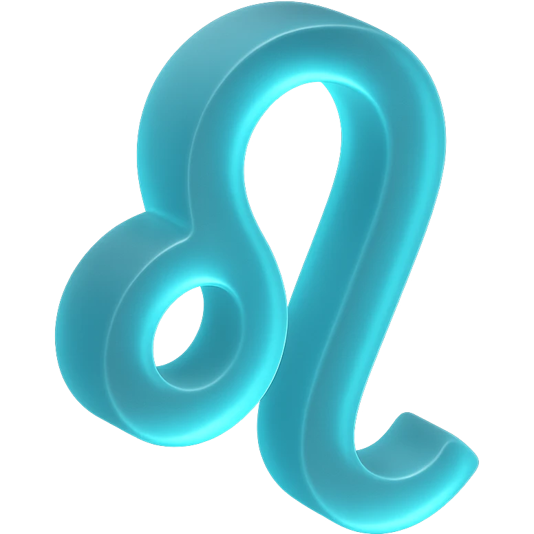 "A minimalistic glowing zodiac symbol ♌, centered on a dark cosmic background, symbol color #00d9ff, clean design, modern and luminous" emoji