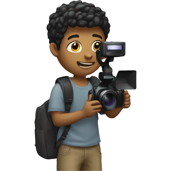 a white boy recording his self with camera emoji