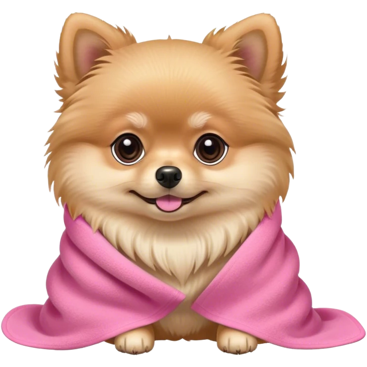 pomeranian with pink towel emoji