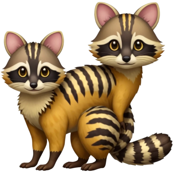 Civet-Genet-Numbat-Ocelot-Tanuki-Ocicat-hybrid-fusion, full body emoji
