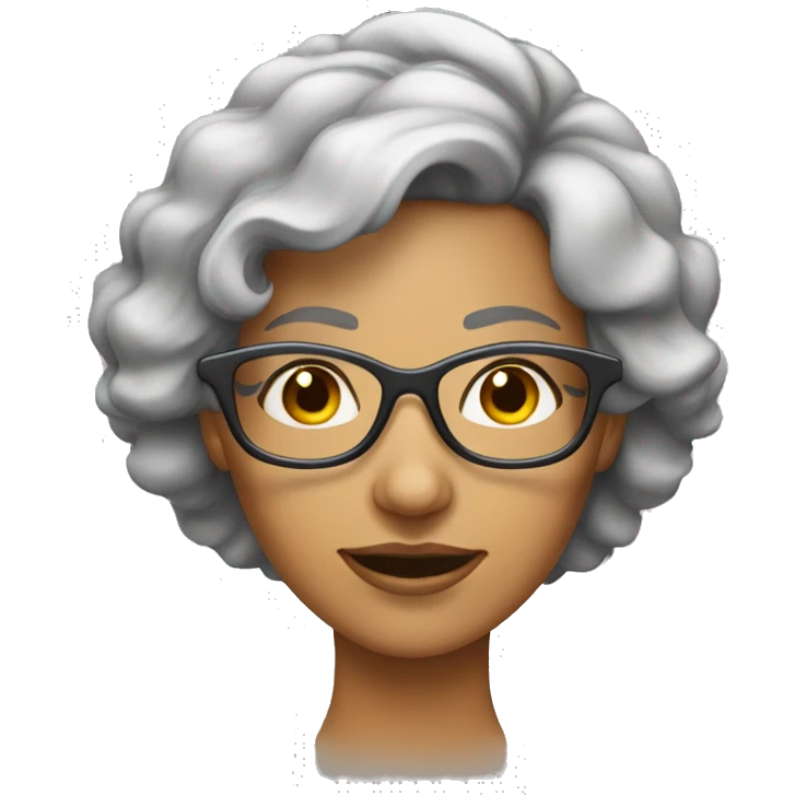 Femme âgée avec des  lunettes cheveux courts gris  emoji