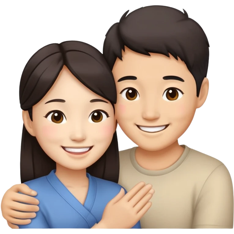 2 Asians  patting each other emoji