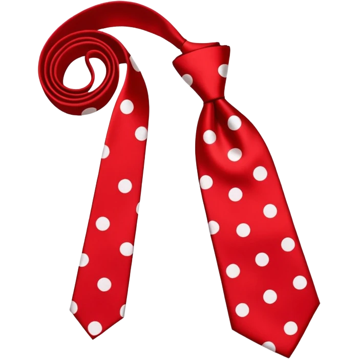 Red short tie with white circles  emoji