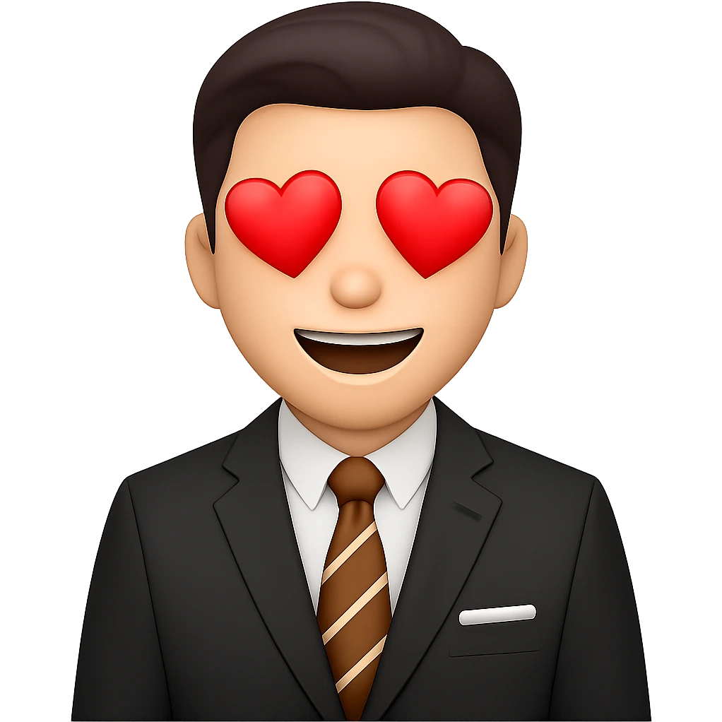 Make the background transparent, keep the in love facial expression and style as shown in the reference image. emoji