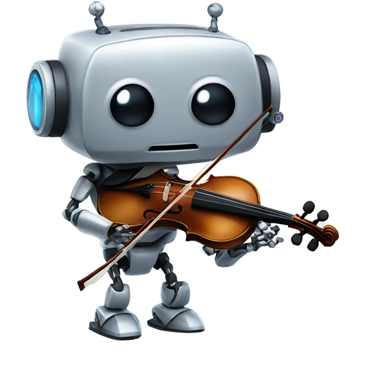 cute robot holds a violin emoji