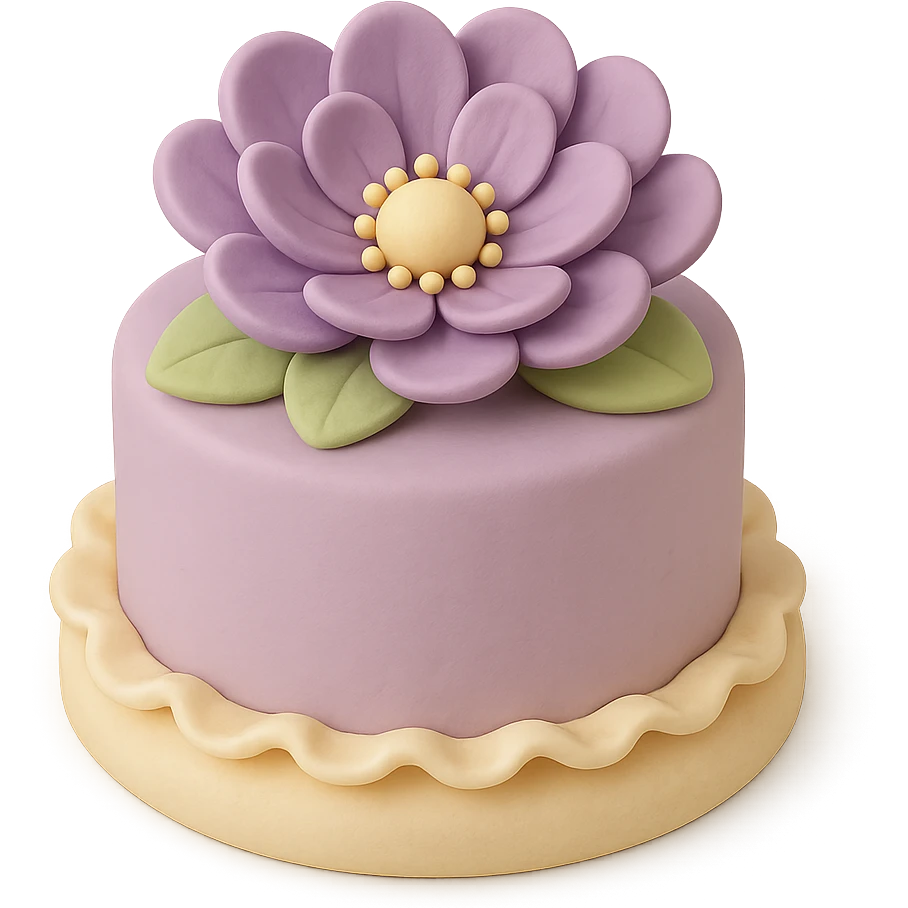 purple flower fondant cake art style emoji