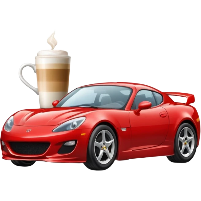 A sports car drinking a latte emoji