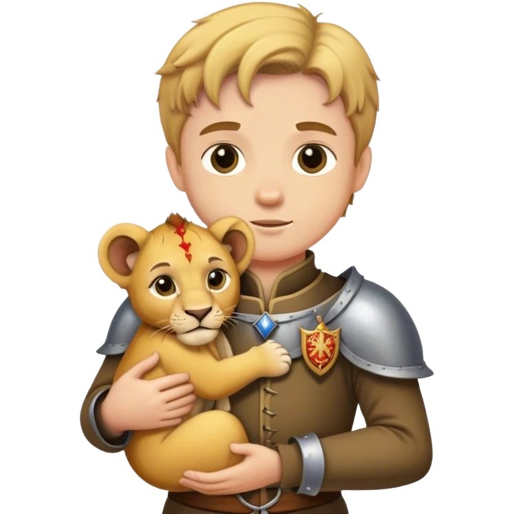 Little medieval duke with lion cub emoji