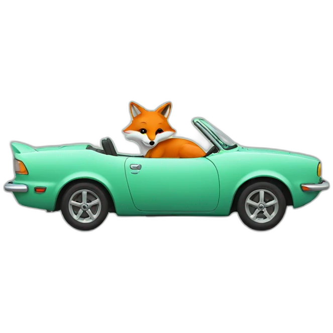 fox driving a mint mazda emoji