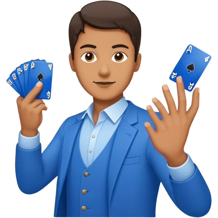  Man throwing  blue cards emoji