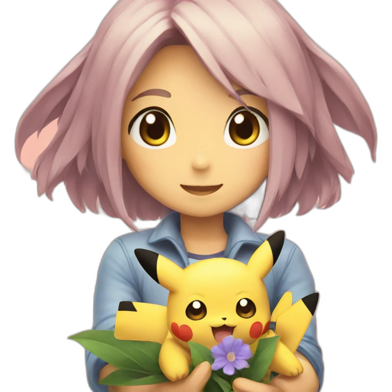flowers in pikachu's hands emoji