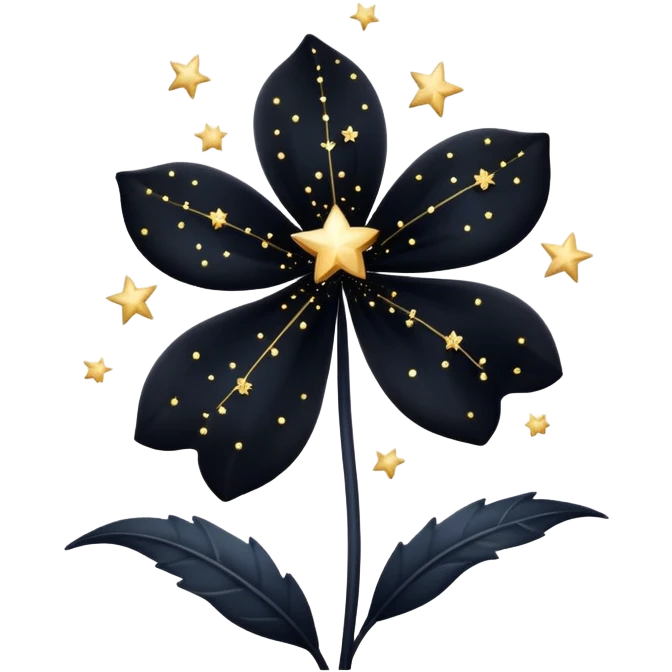 Black flower with stars around  emoji