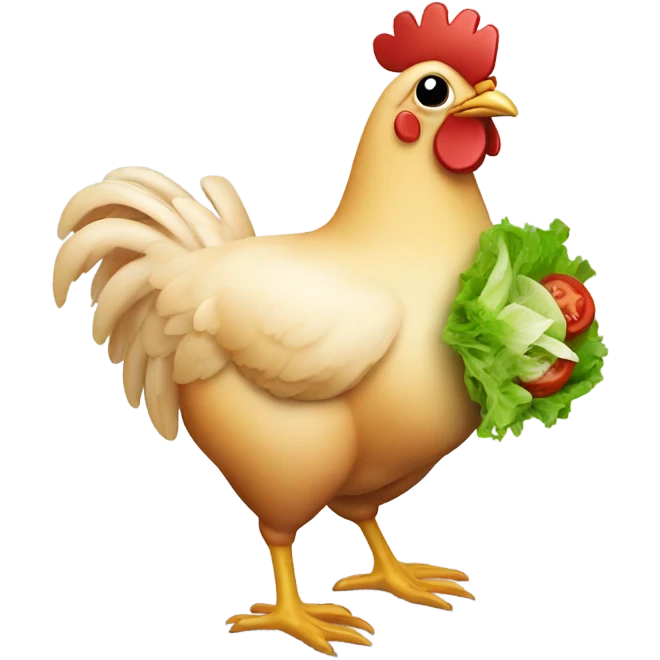 Chicken with a salad emoji