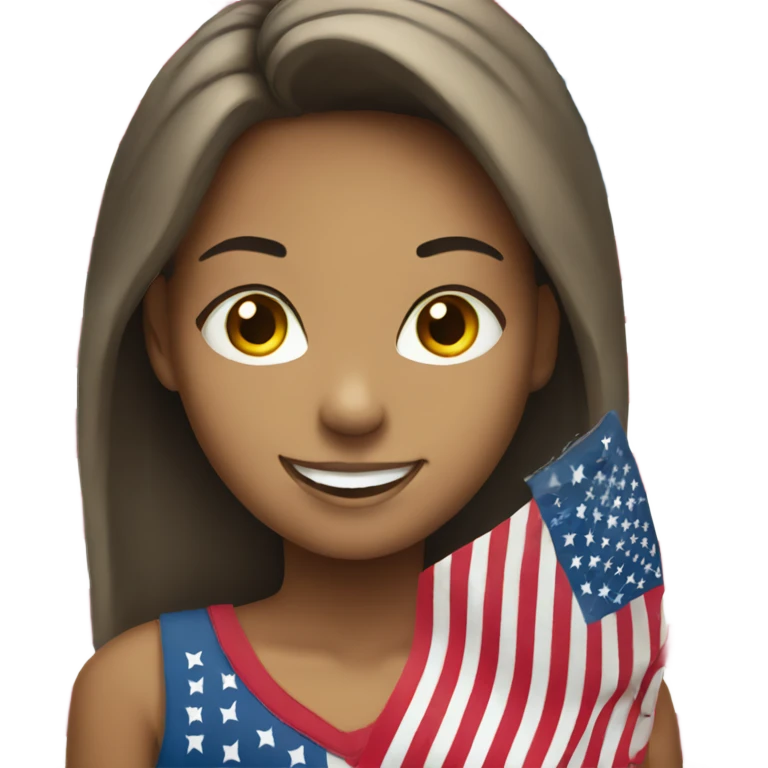 smiling girl with american flag emoji