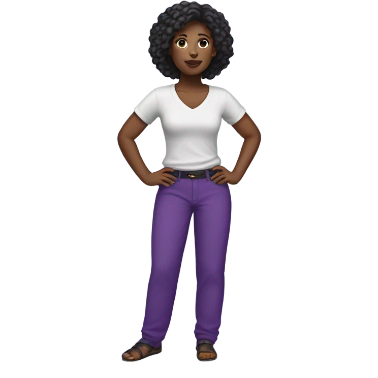 Black woman whit purple pants  emoji