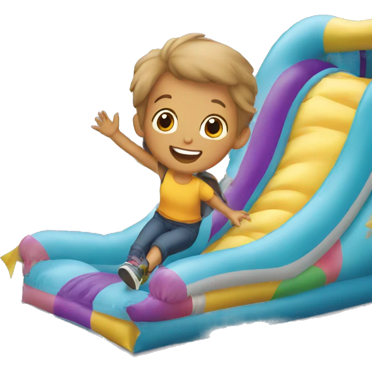 a child sliding on an inflatable slide emoji