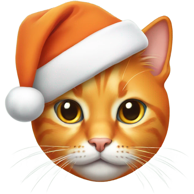 Orange kitty wearing a Santa hat emoji
