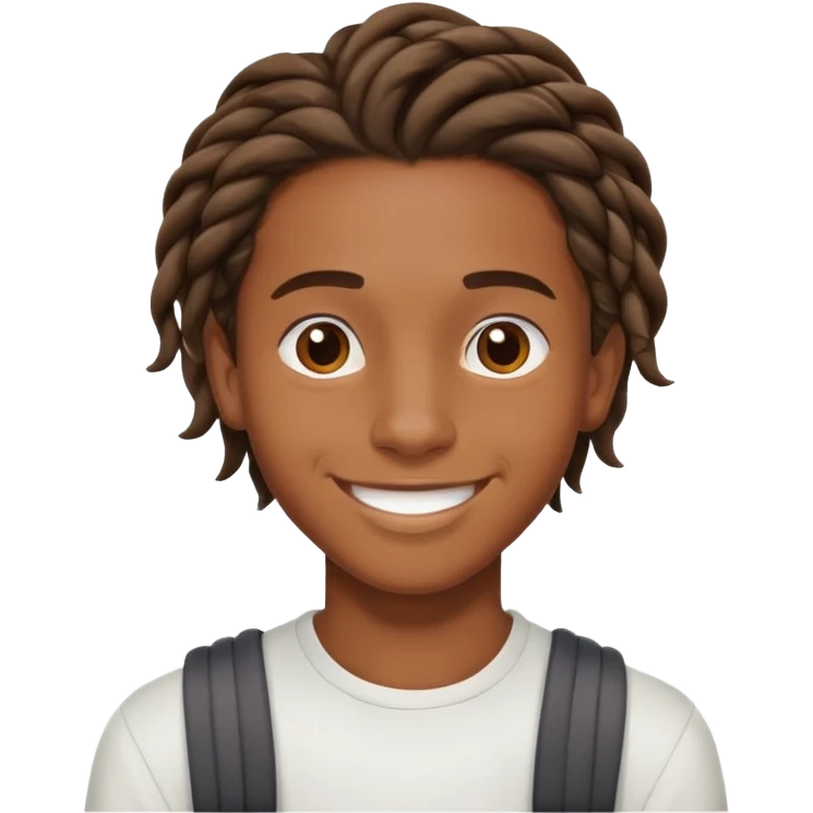 brown skin teenage boy with shoulder length twist emoji