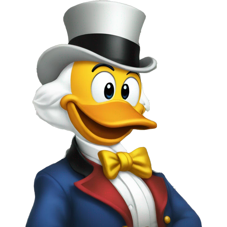 Scrooge McDuck and his pool of money emoji