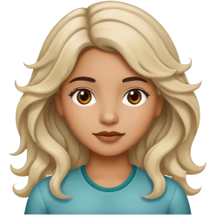 latina girl with bleached wavy hair and brown hair emoji