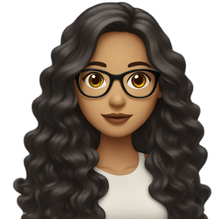 Latina girl with glasses and dark long wavy hair emoji