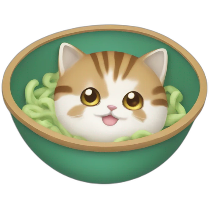 Chat dans un bol de nouille emoji