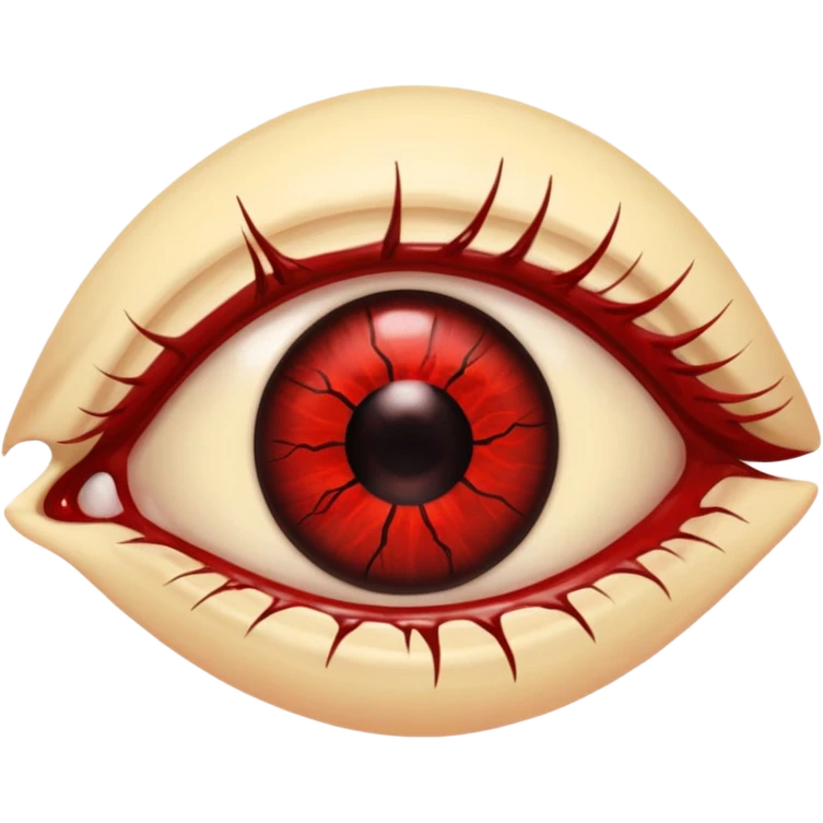 bloodshot eyes, realistic red veins, wide open, yellowish sclera emoji