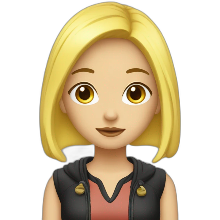 若い女性、セミロング、黒髪、眼鏡、黄色の服装 emoji