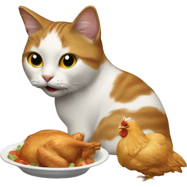 A cat eating chicken  emoji
