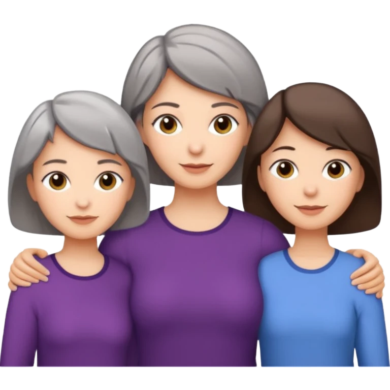 A mum with short Gray hair and her two adult daughters with brown hair emoji