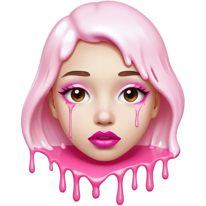 white paint dripping off Floating pink glossy lips emoji