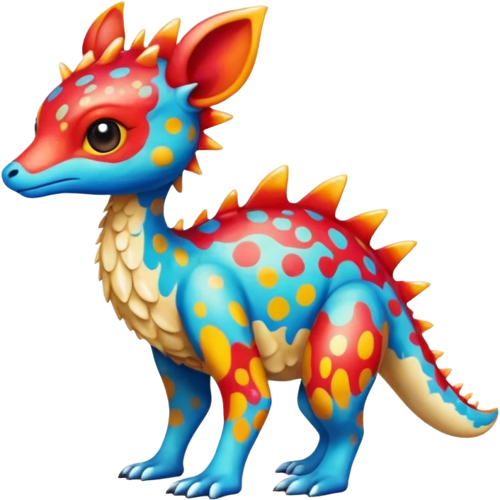 a colorful edgy cute vernid-fionbri-creature with splash patterns full body emoji