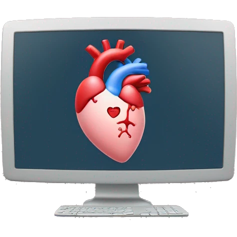 human heart in a computer monitor emoji