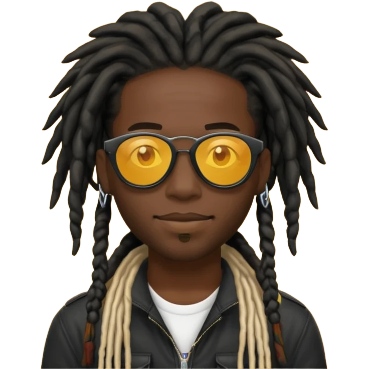 a black african guy with dreadlocks, wearing black shades and aura farming emoji emoji