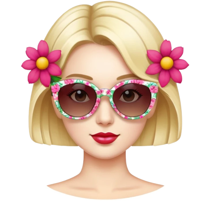 Lady with floral sunglasses  emoji