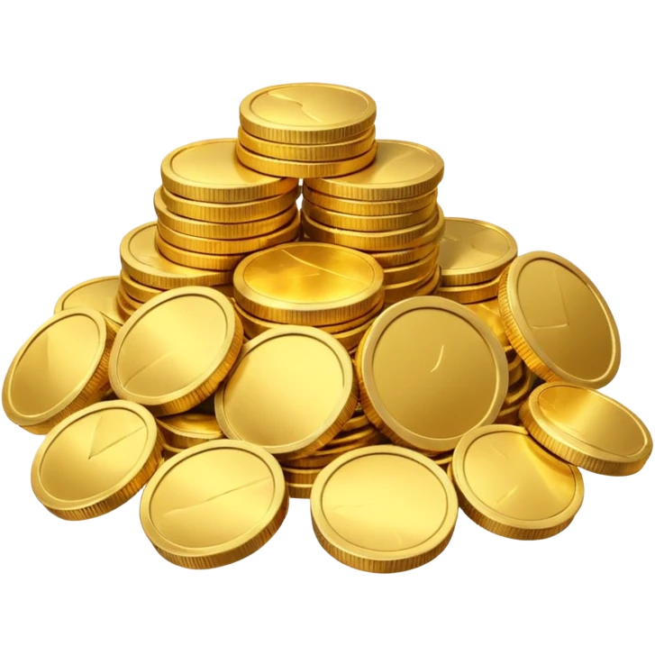 small pile of gold coins, 3D emoji style, shiny gold, no symbols, no text,  emoji