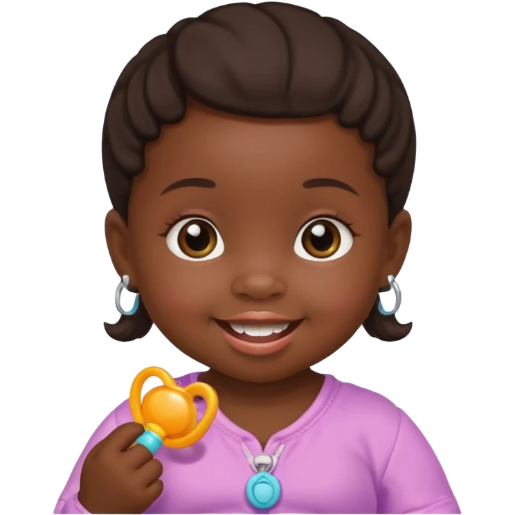a baby girl with pacifier and dark skin emoji