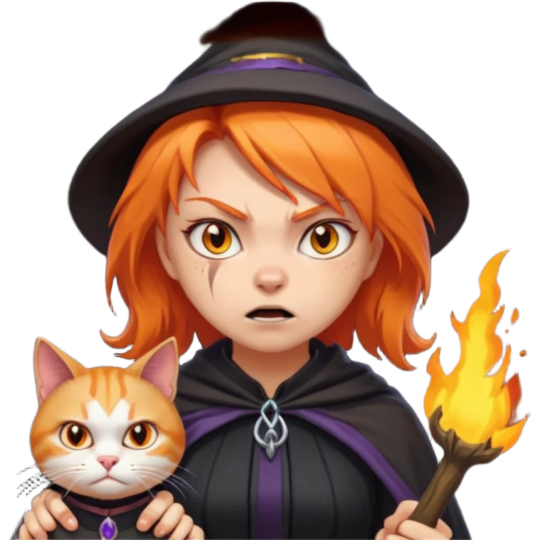 گربه ای که یک دختر جادوگر را زندانی کرده emoji